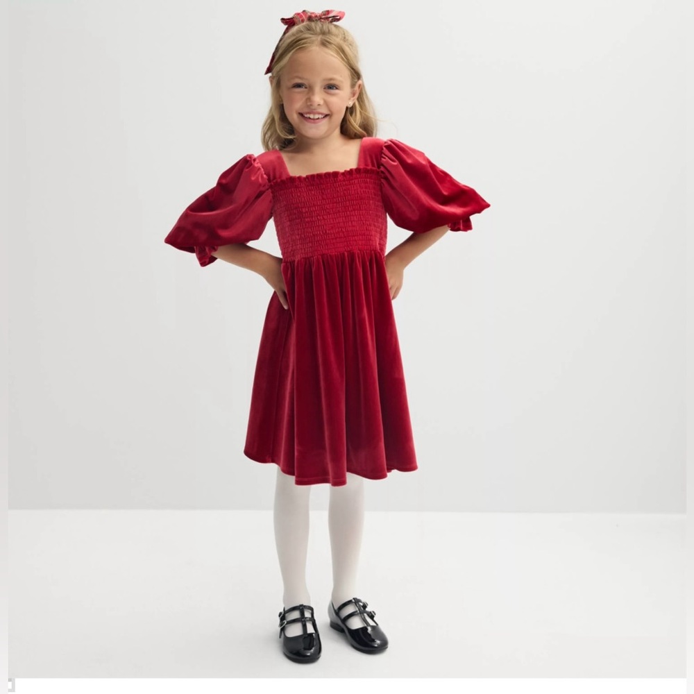 NWT Xtraordinary Girl Velvet Smoked Bodice Dress 12Y